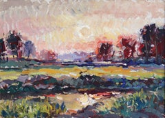 Vintage Sunset. Cardboard, oil, 50x70 cm