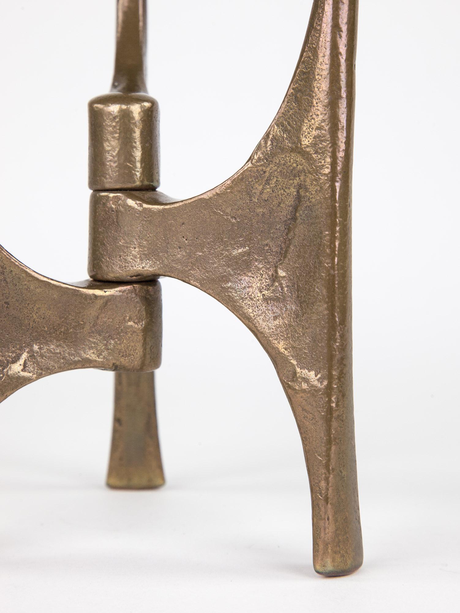 Harjes Brutalist Bronze Candle Holder, Germany, 1960s In Good Condition In PRESTON, AU
