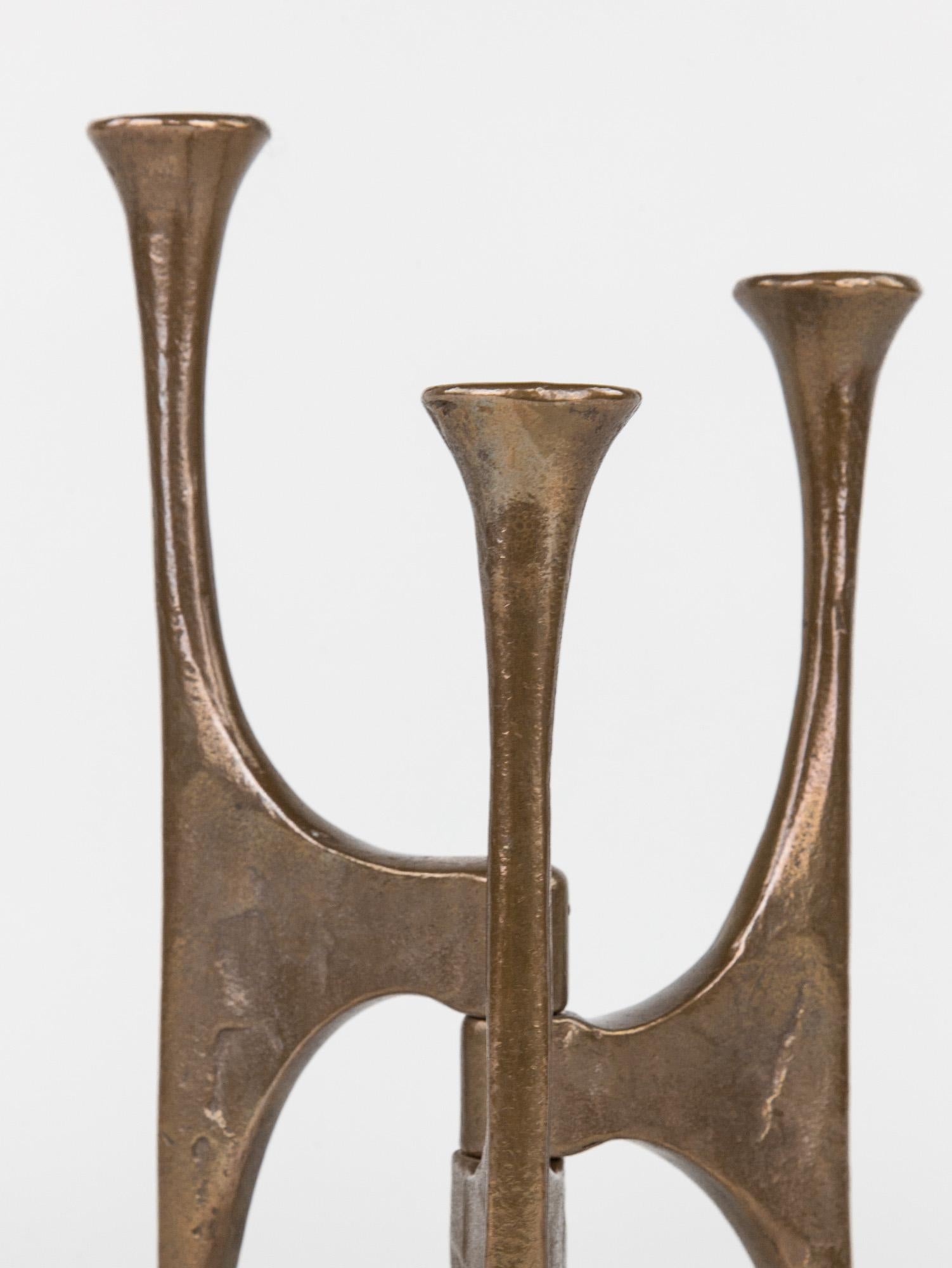 20th Century Harjes Brutalist Bronze Candle Holder, Germany, 1960s