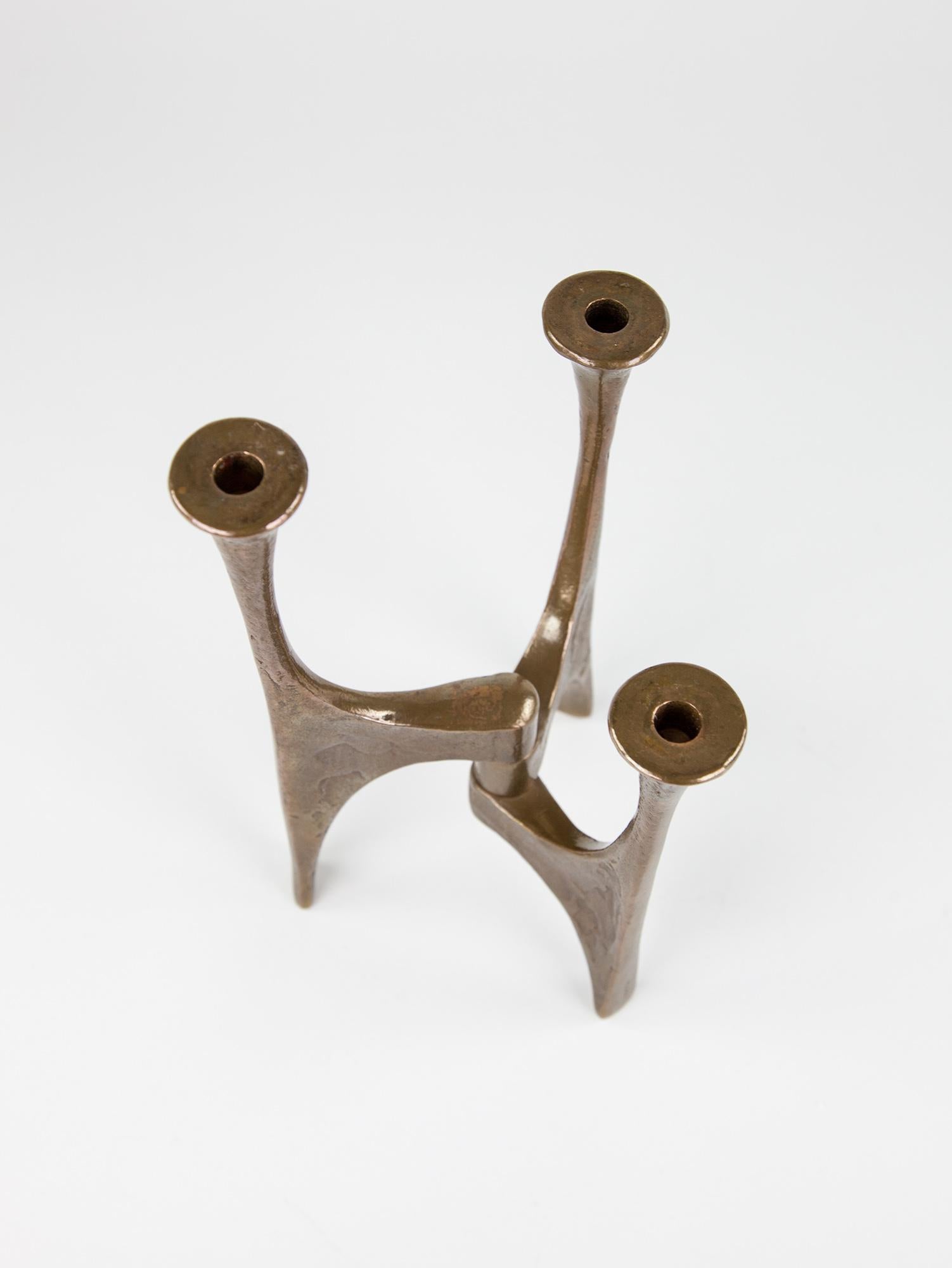 Harjes Brutalist Bronze Candle Holder, Germany, 1960s 1