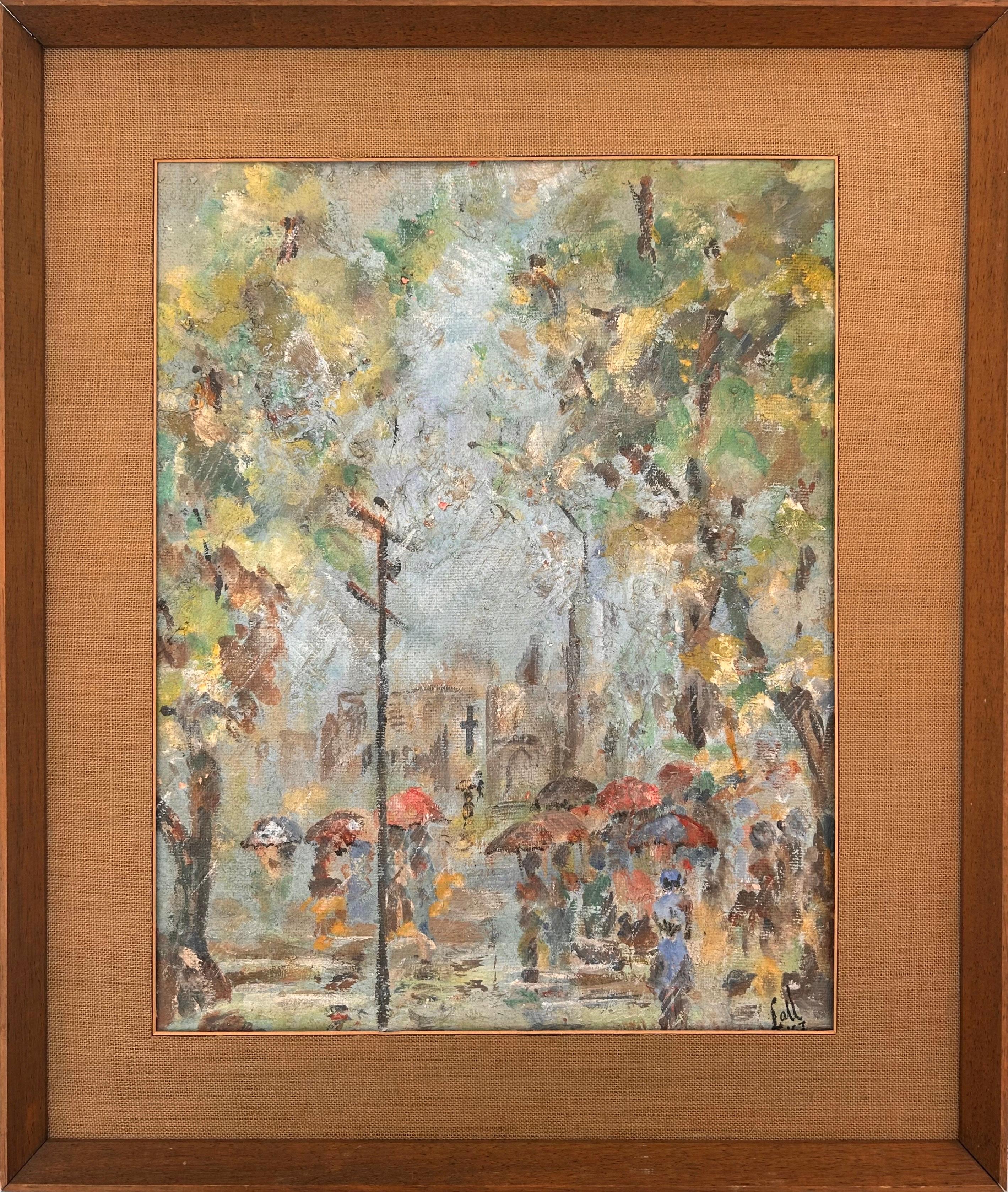 India Oil on Board Modern 1967 Signed H Lall Impressionist Bombay Progressives