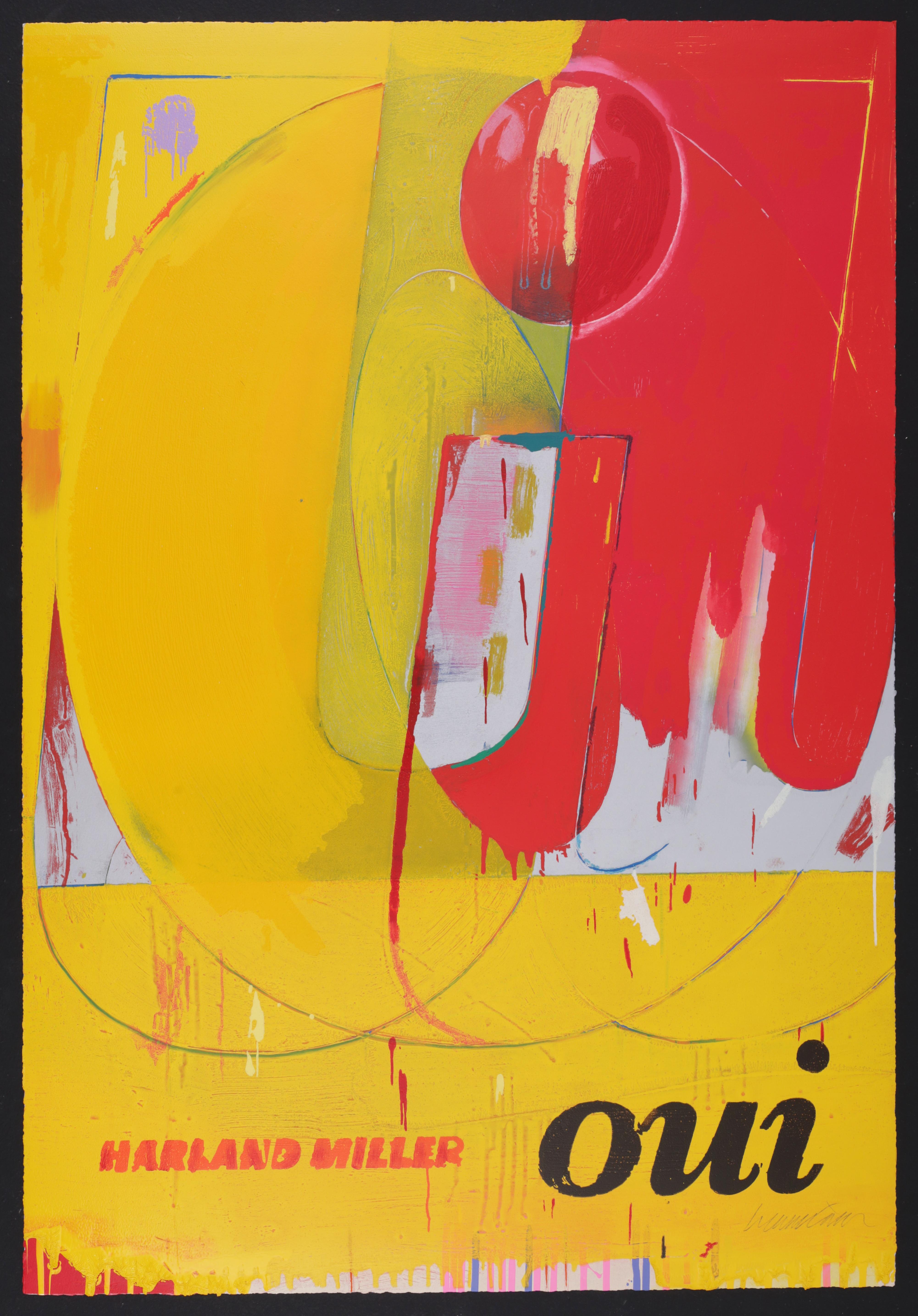 Harland Miller OUI (XL) Woodcut & Mixed Media For Sale 1