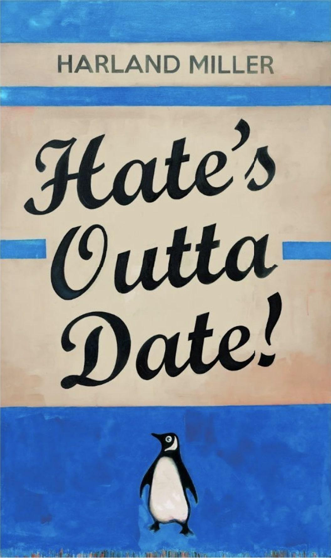 Harland Miller Abstract Print - Hate's Outta Date - blue