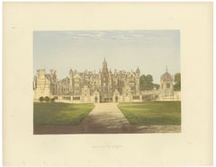Harlaxton Manor, Lincolnshire, Antique Morris Woodblock Print, circa 1870