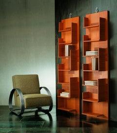 Harlem Inlaid Solid Wood Bookcase with Metal Silver Hook