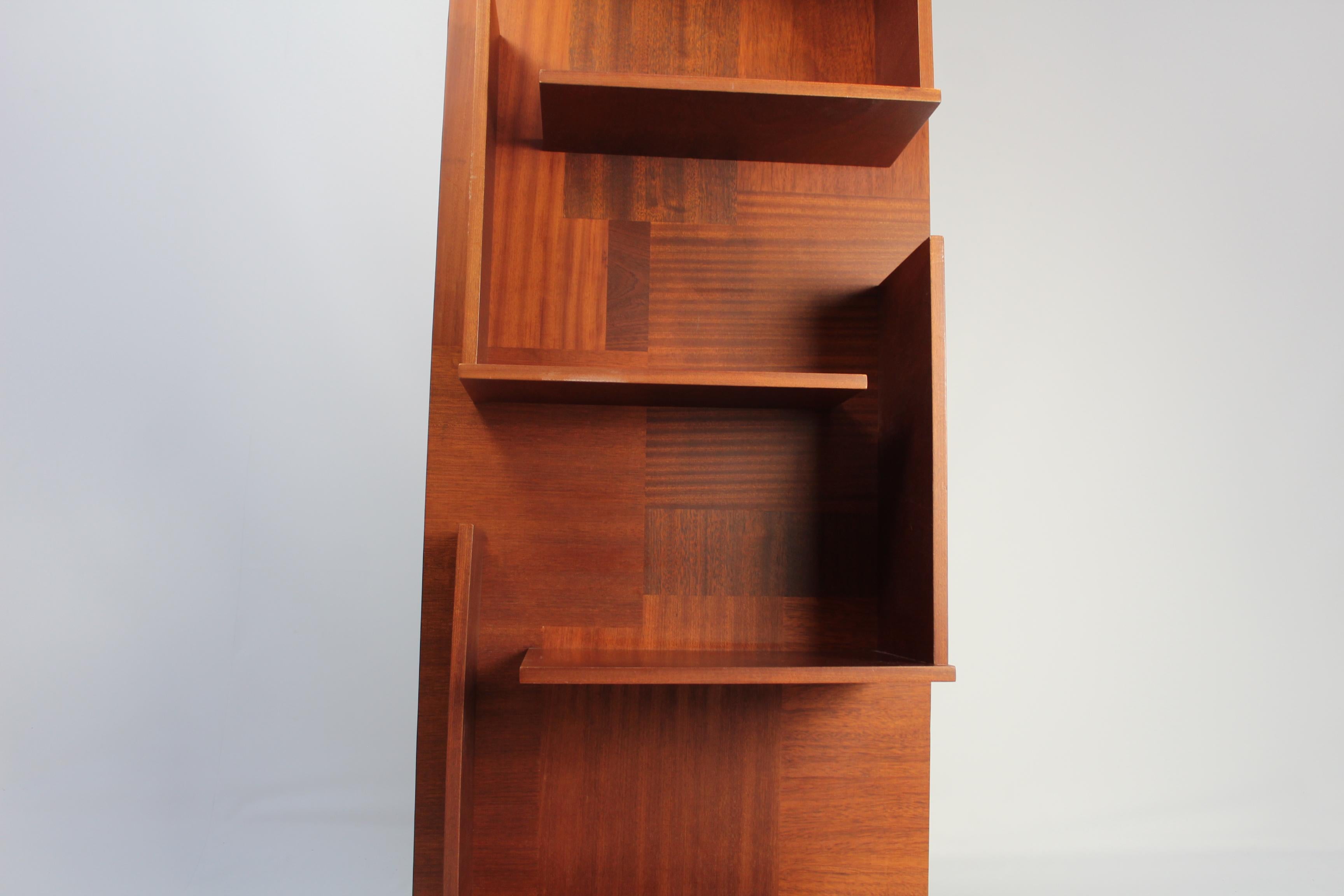 Harlem Inlaid Solid Wood Bookcase with Metal Silver Hook For Sale 1