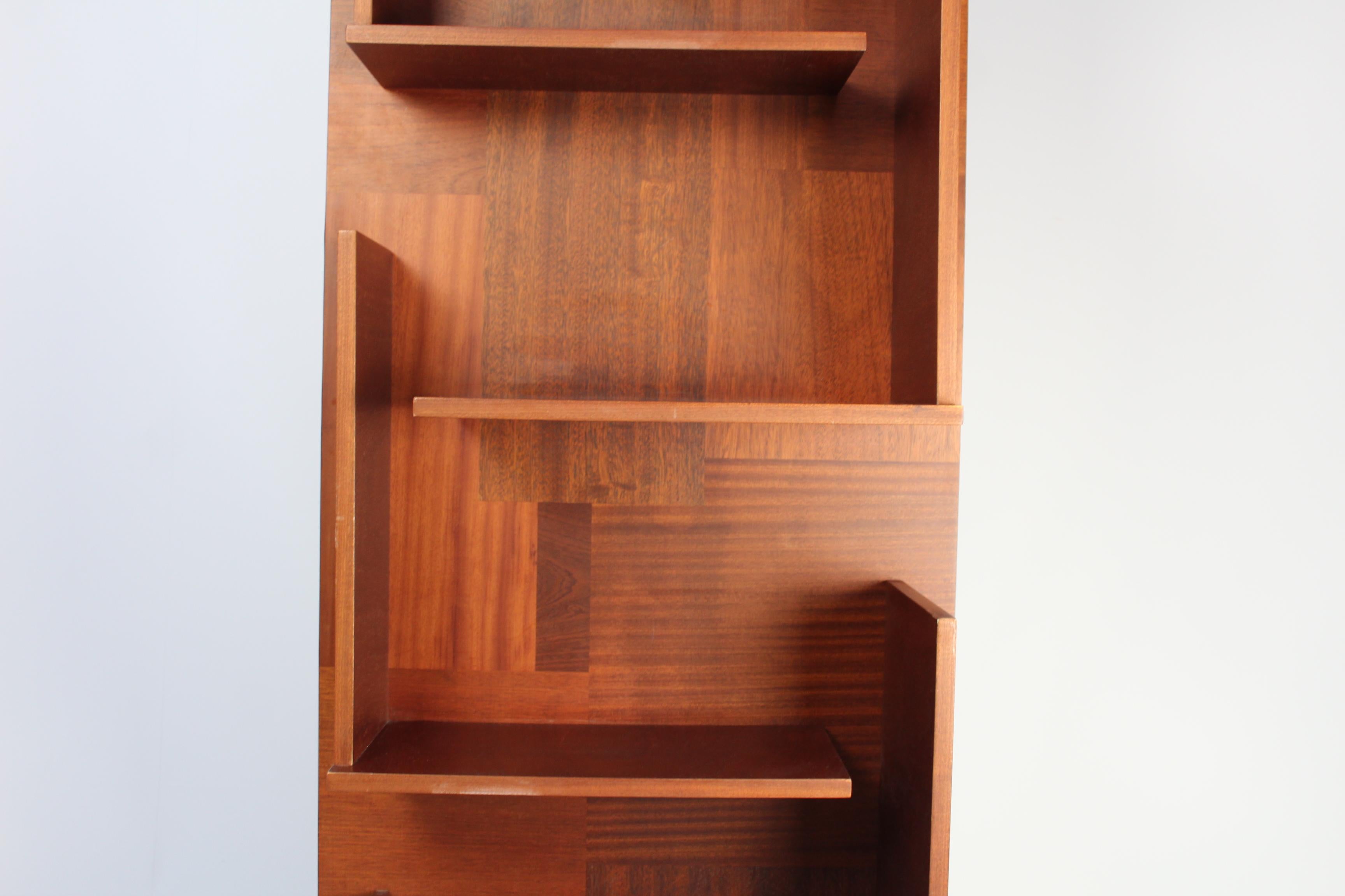Harlem Inlaid Solid Wood Bookcase with Metal Silver Hook For Sale 2