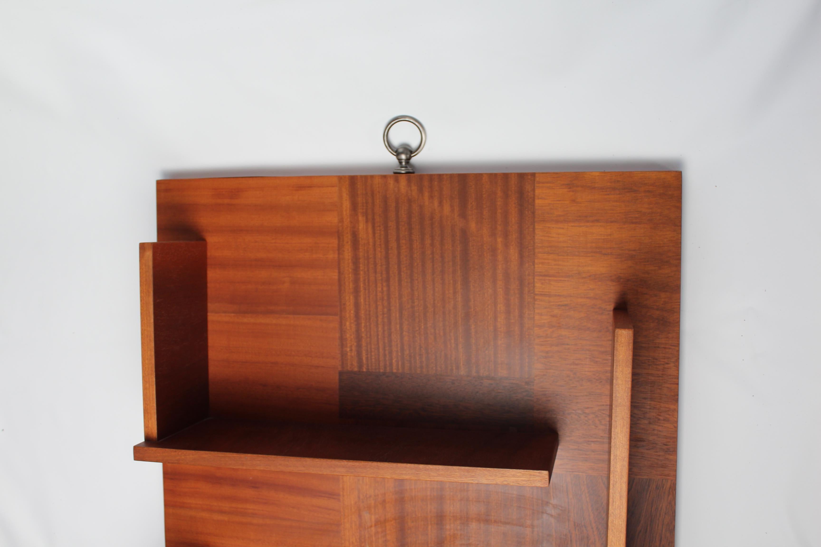 Harlem Inlaid Solid Wood Bookcase with Metal Silver Hook For Sale 3