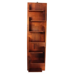 Harlem Inlaid Solid Wood Bookcase with Metal Silver Hook