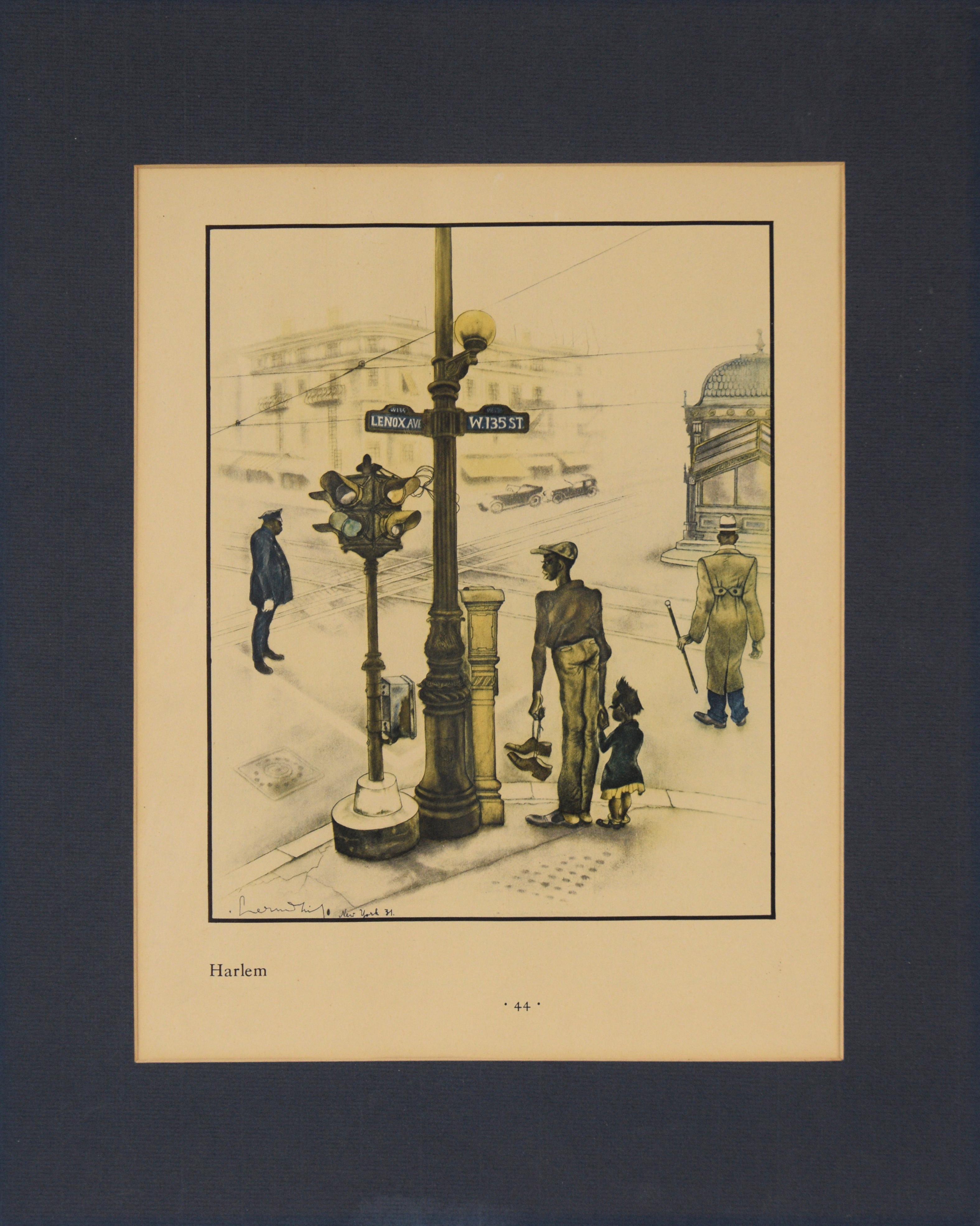 Harlem, Nueva York 1931 - Original Fortune Magazine Print Art

Impresión original de la revista Fortune de 1931 por Zdzislaw Czermanski (polaco, 1900-1970). La intersección de Lenox Ave y W 135 St. Harlem, Nueva York, se representa como punto focal.