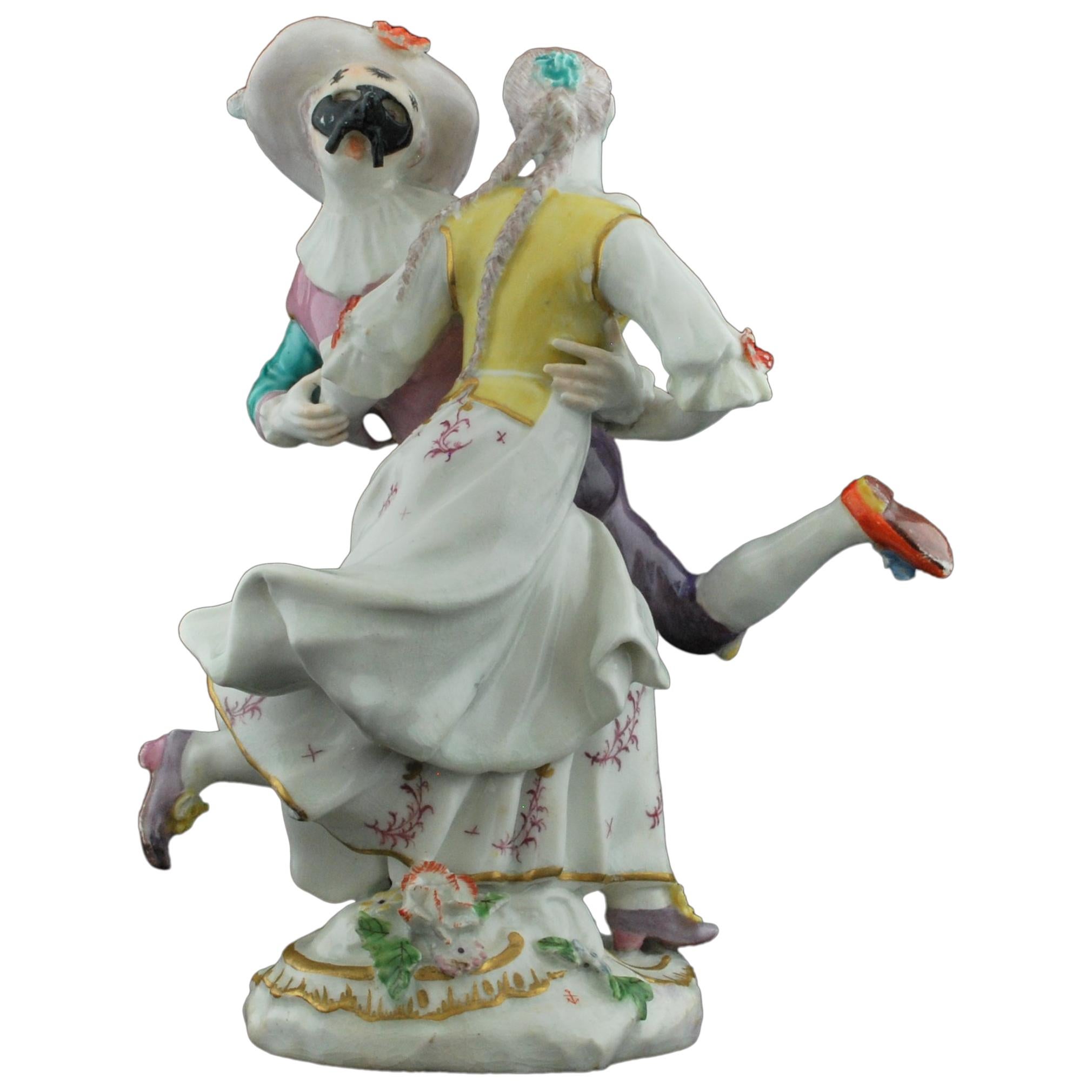 Harlequin and Columbine Dancing, Chelsea, circa 1755 For Sale
