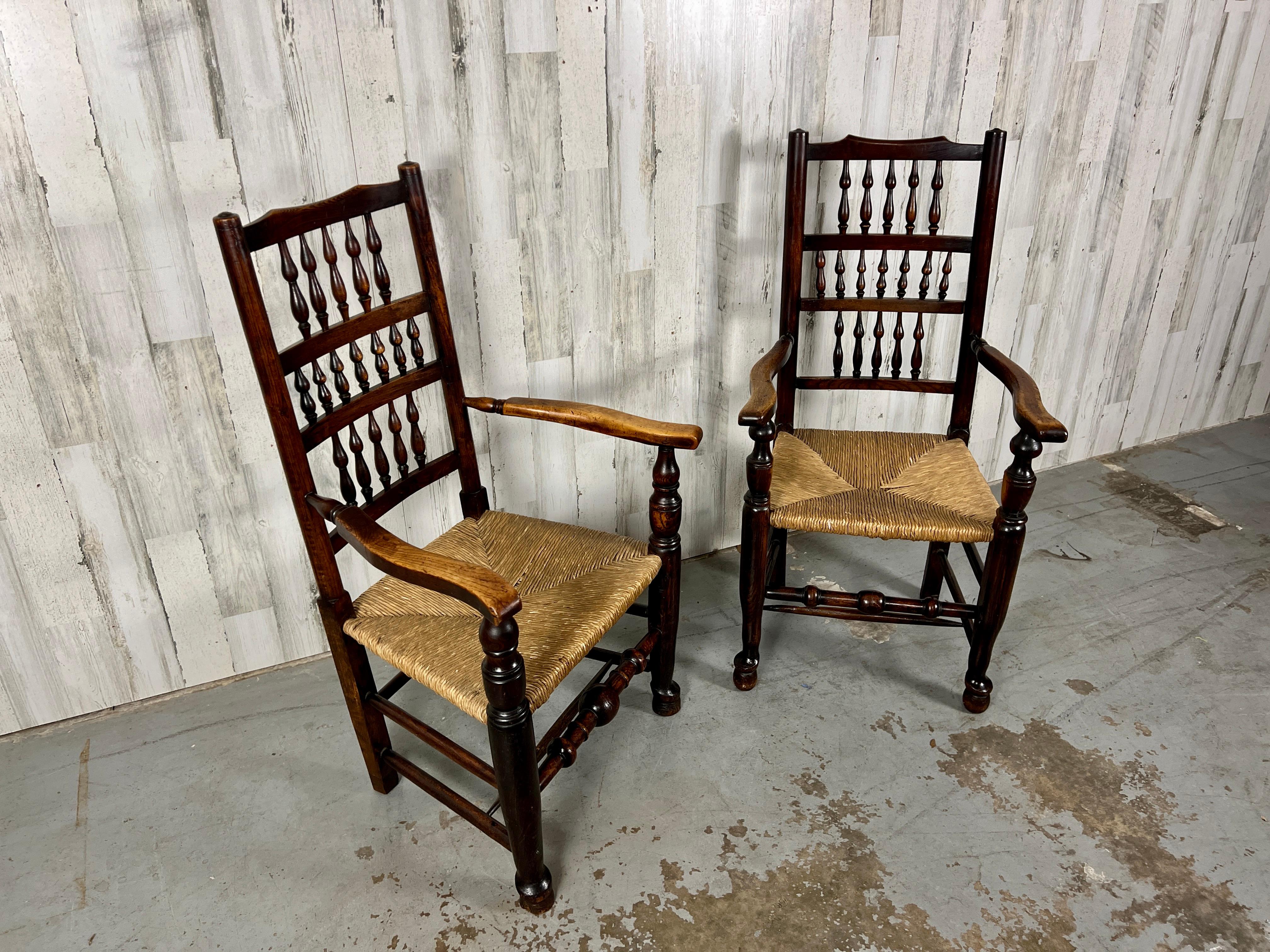 Harlequin Antique Spindle Back Armchairs- A Pair  For Sale 5