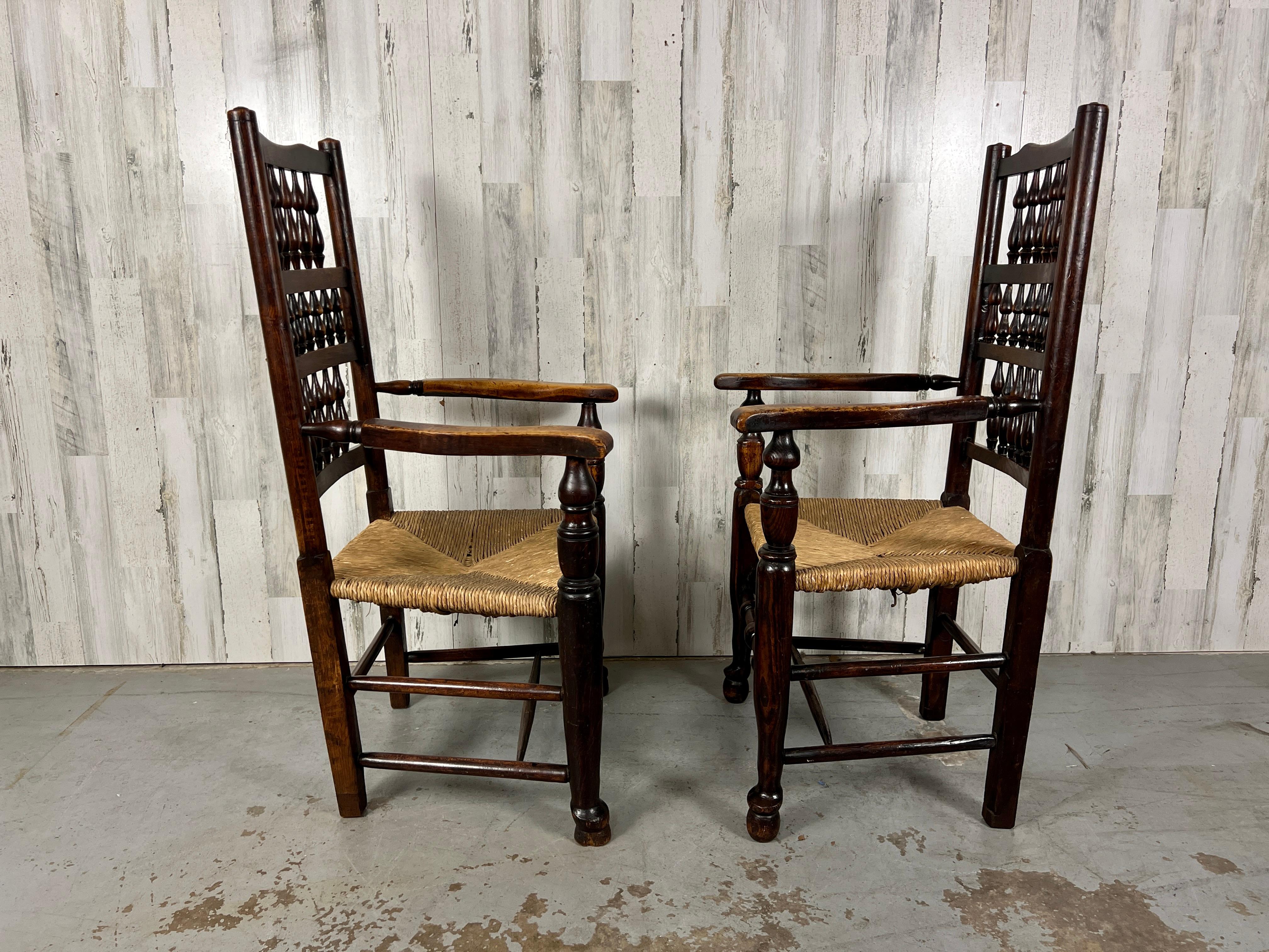 Harlequin Antique Spindle Back Armchairs- A Pair  For Sale 6