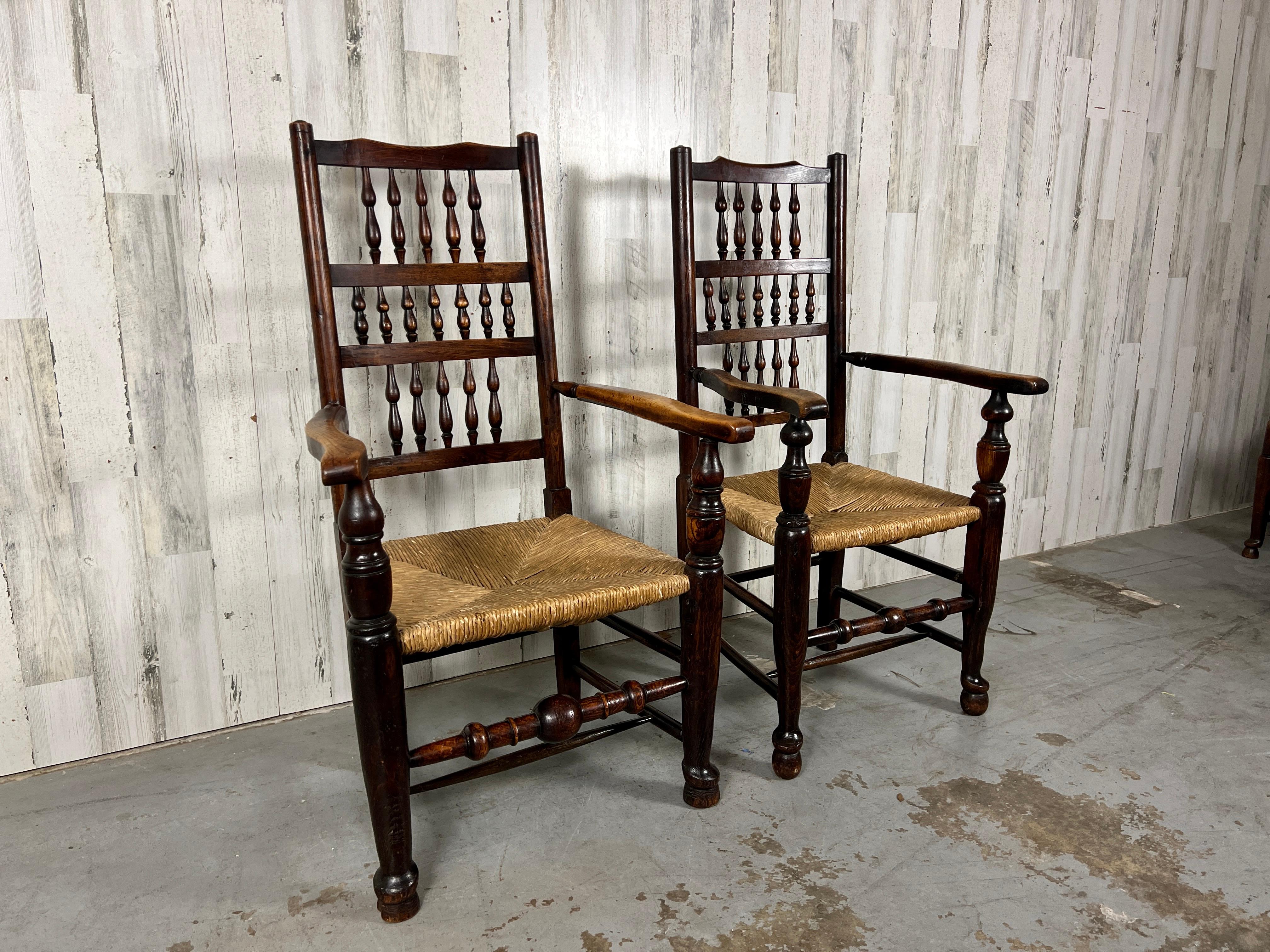 Harlequin Antique Spindle Back Armchairs- A Pair  In Good Condition For Sale In Denton, TX