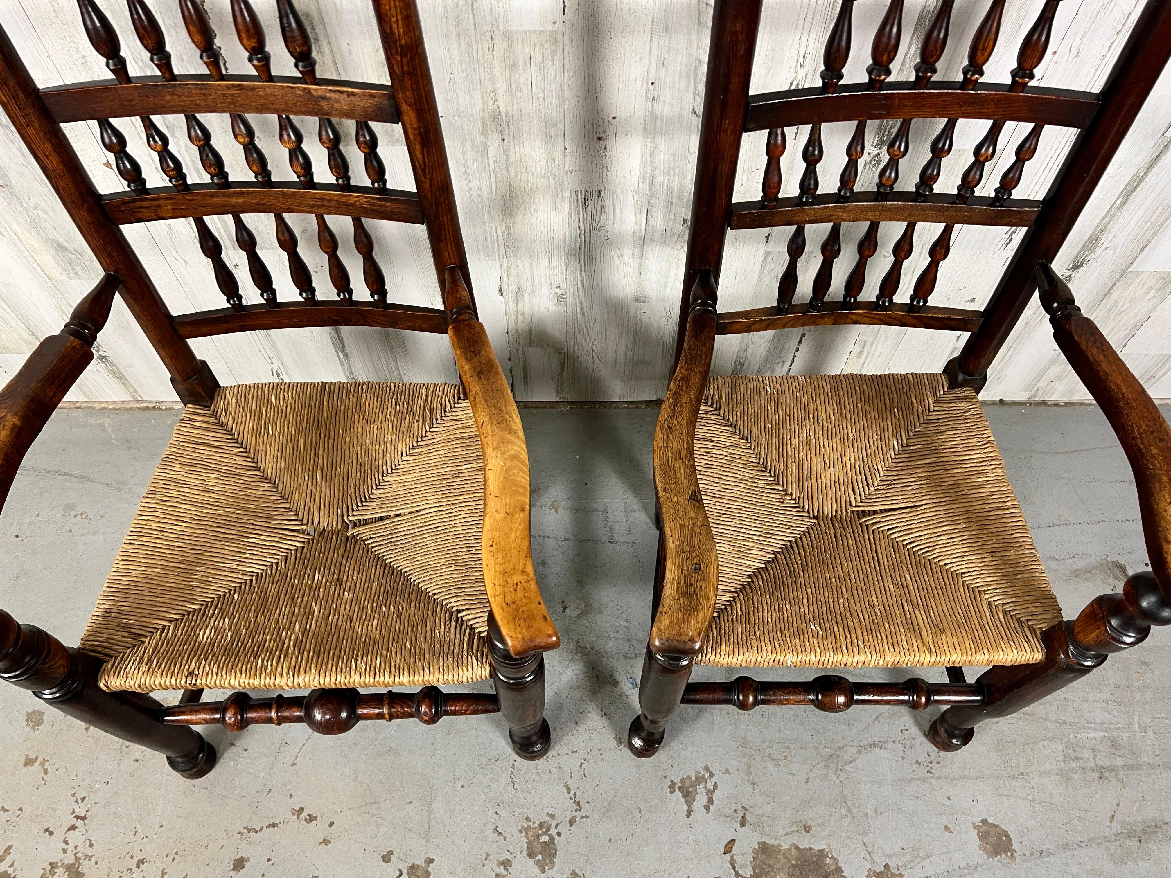 Harlequin Antique Spindle Back Armchairs- A Pair  For Sale 1