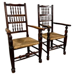 Harlequin Antique Spindle Back Armchairs- A Pair