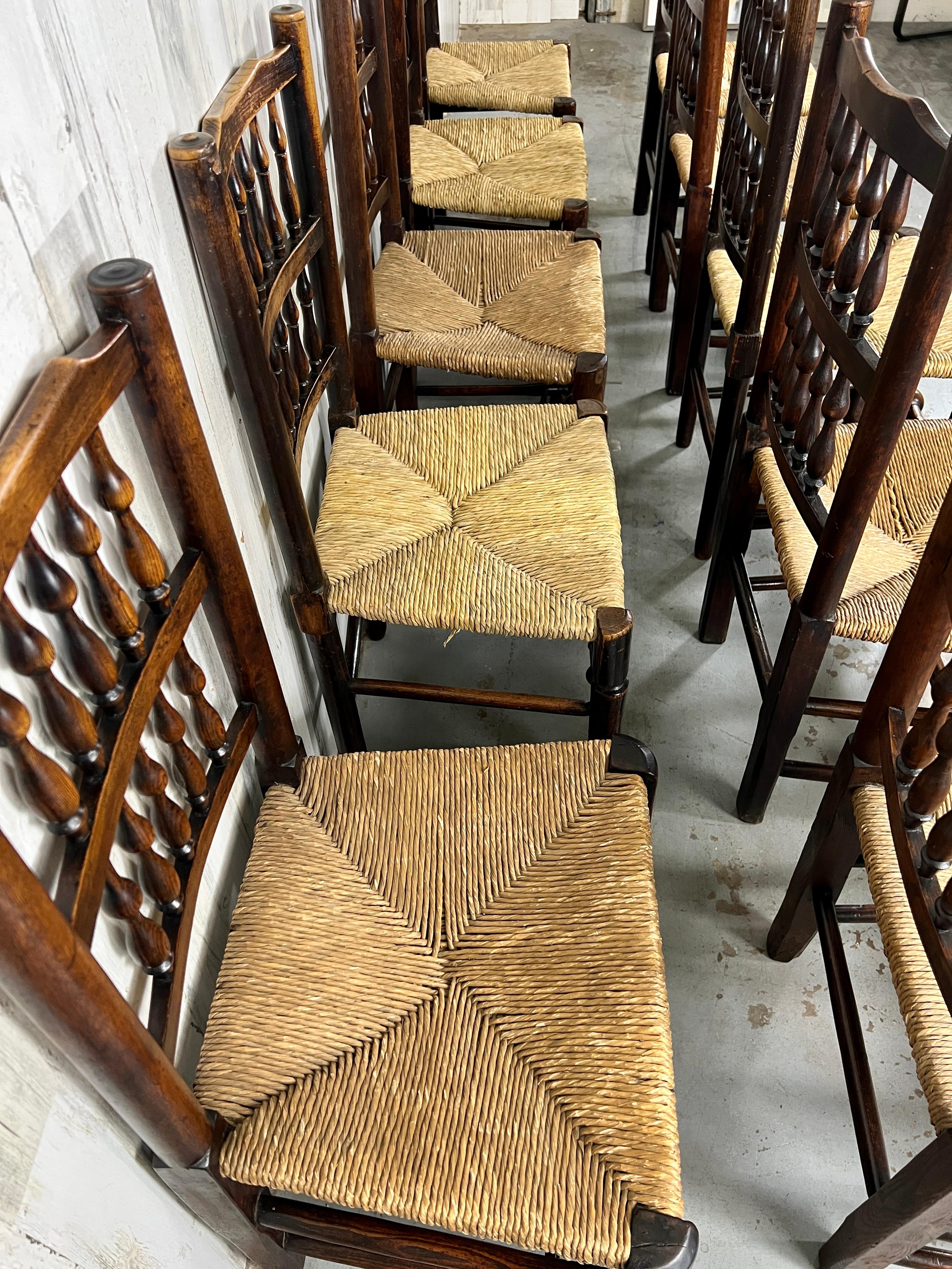 Harlequin Antique Spindle Back Dining Chairs- Set of 10  For Sale 9