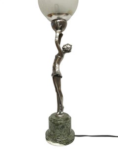 Harlekin-Ballerinas Russes, Silberbronze-Lampe in der Art von Max Le Verrier