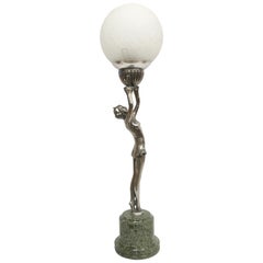 Harlequin Ballets Russes Silver Bronze Lamp in the Manner of Max Le Verrier