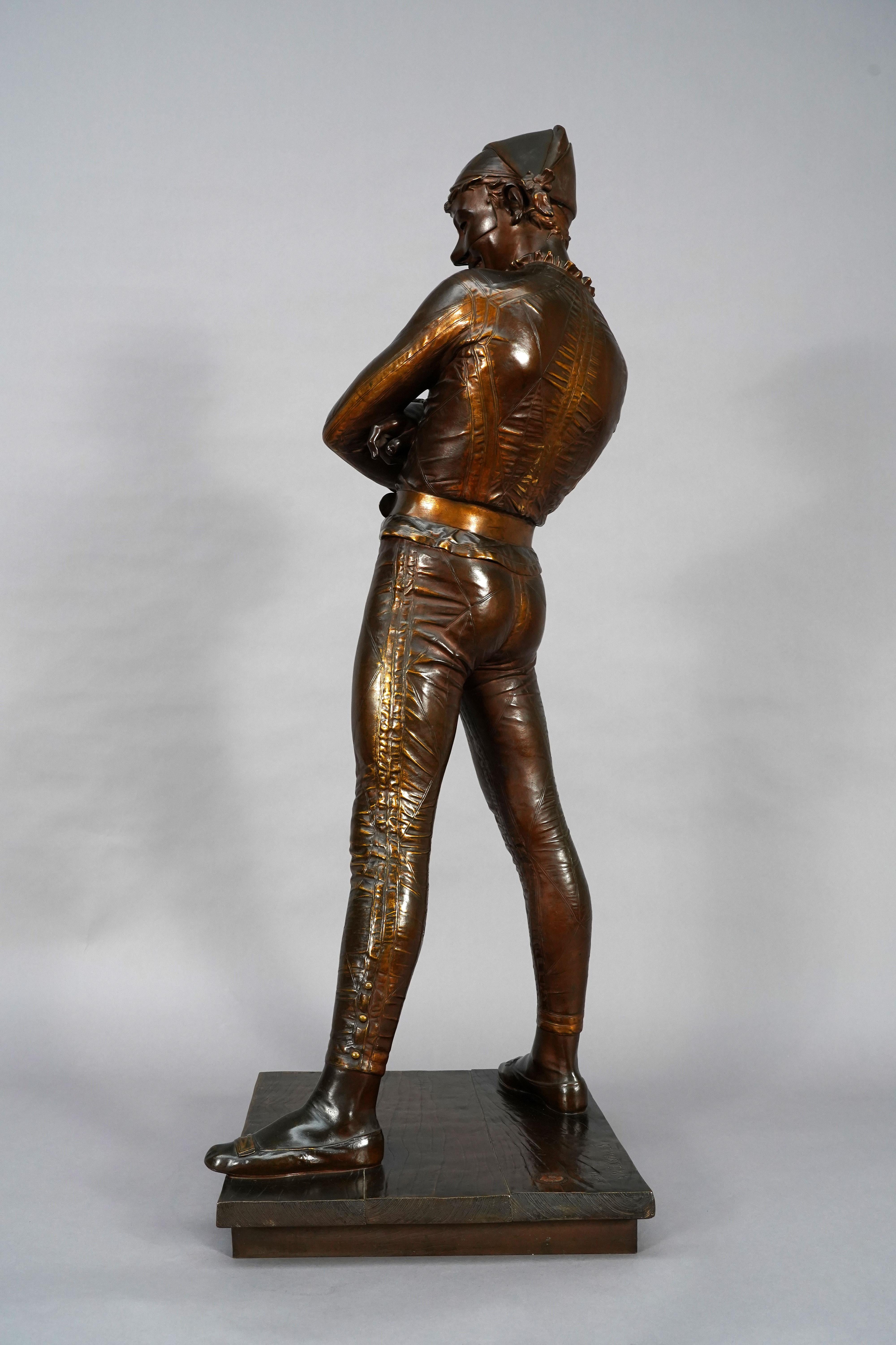 French Harlequin by R. de Saint Marceaux, Cast by F. Barbedienne, France, Circa 1880 For Sale