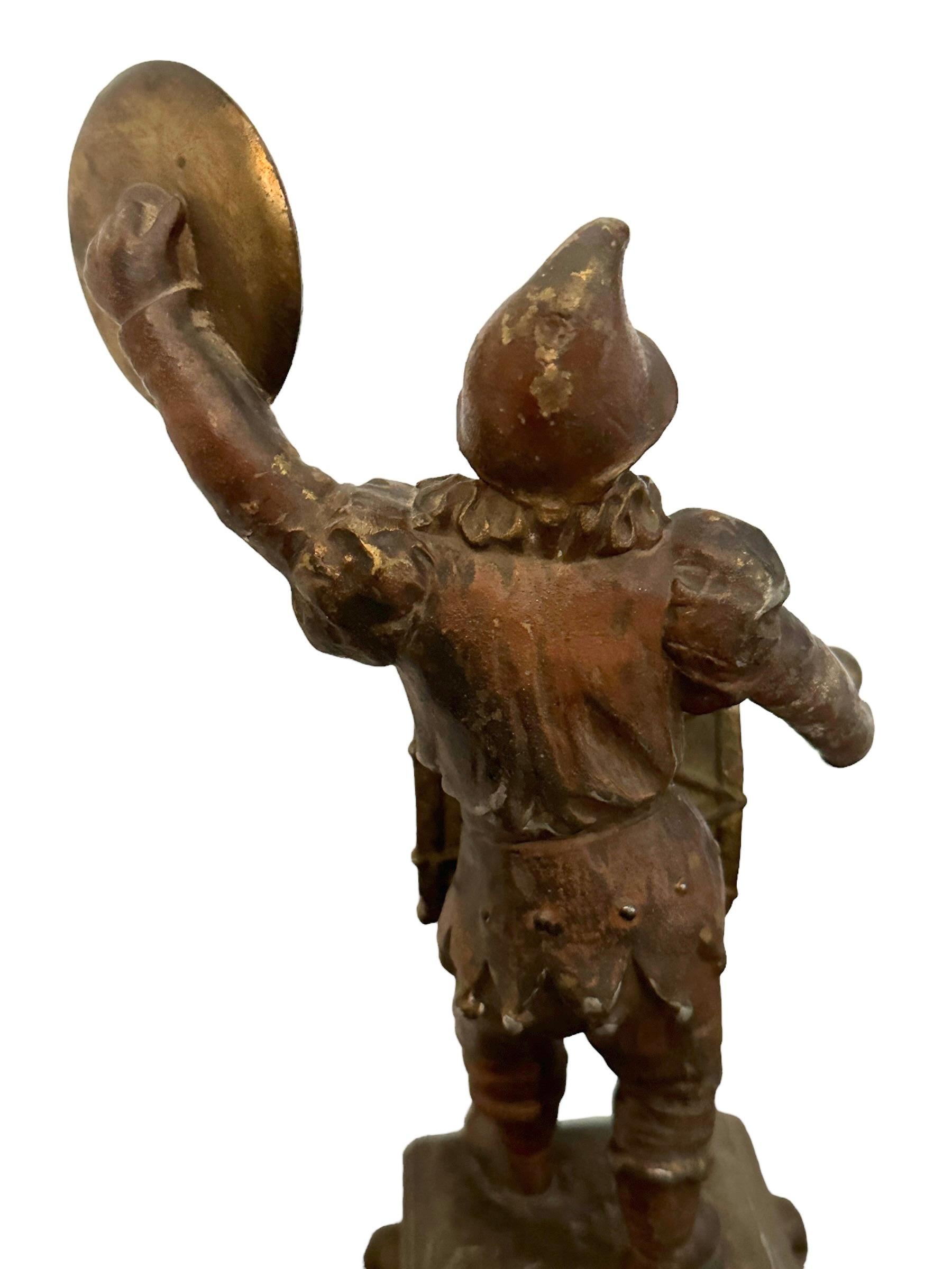 Metallo Arlecchino Clown Salvadanaio in metallo, Antico Austria 1880 in vendita