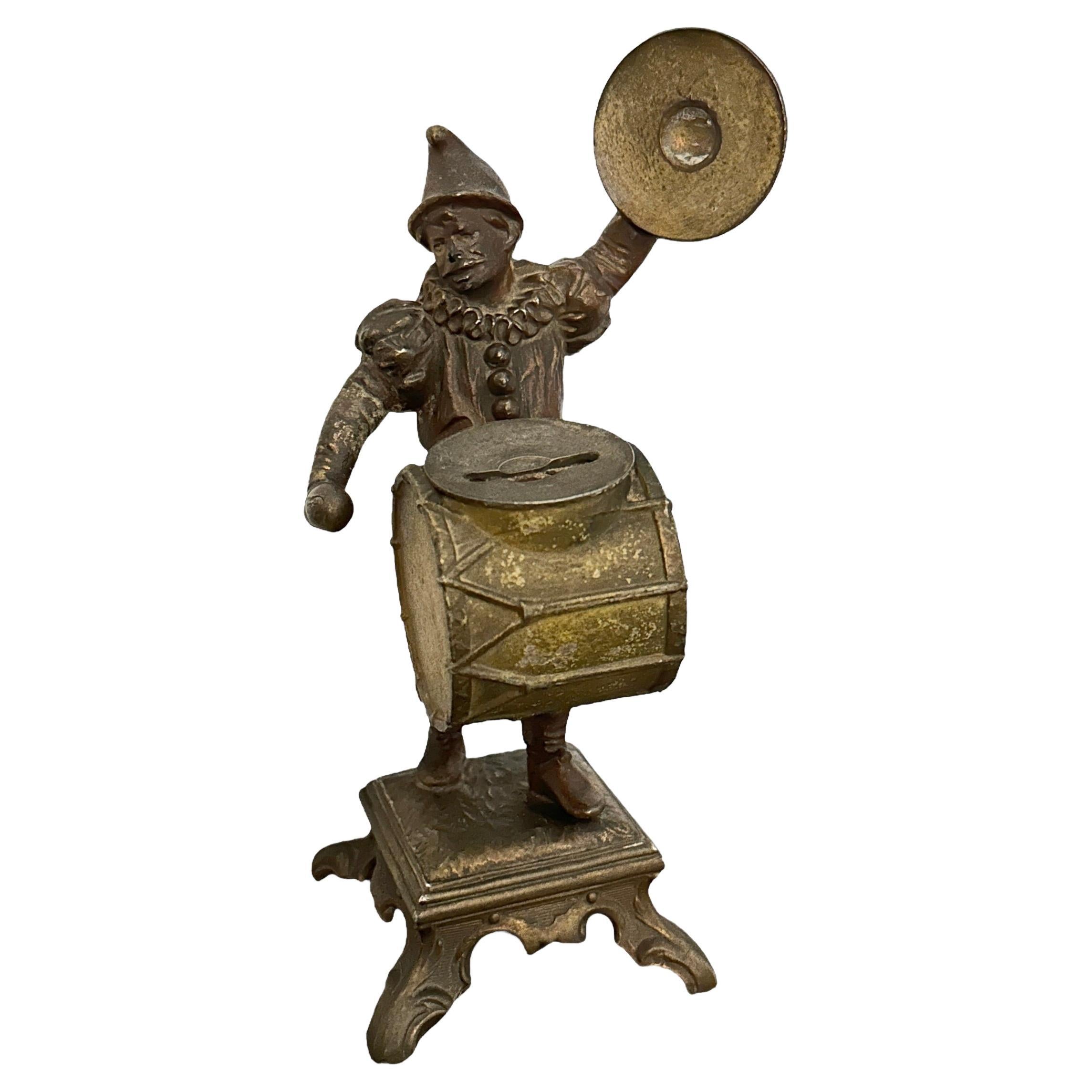 Harlekin Clown Metall Geldkästchen Piggy Bank, Antike Österreich 1880er Jahre