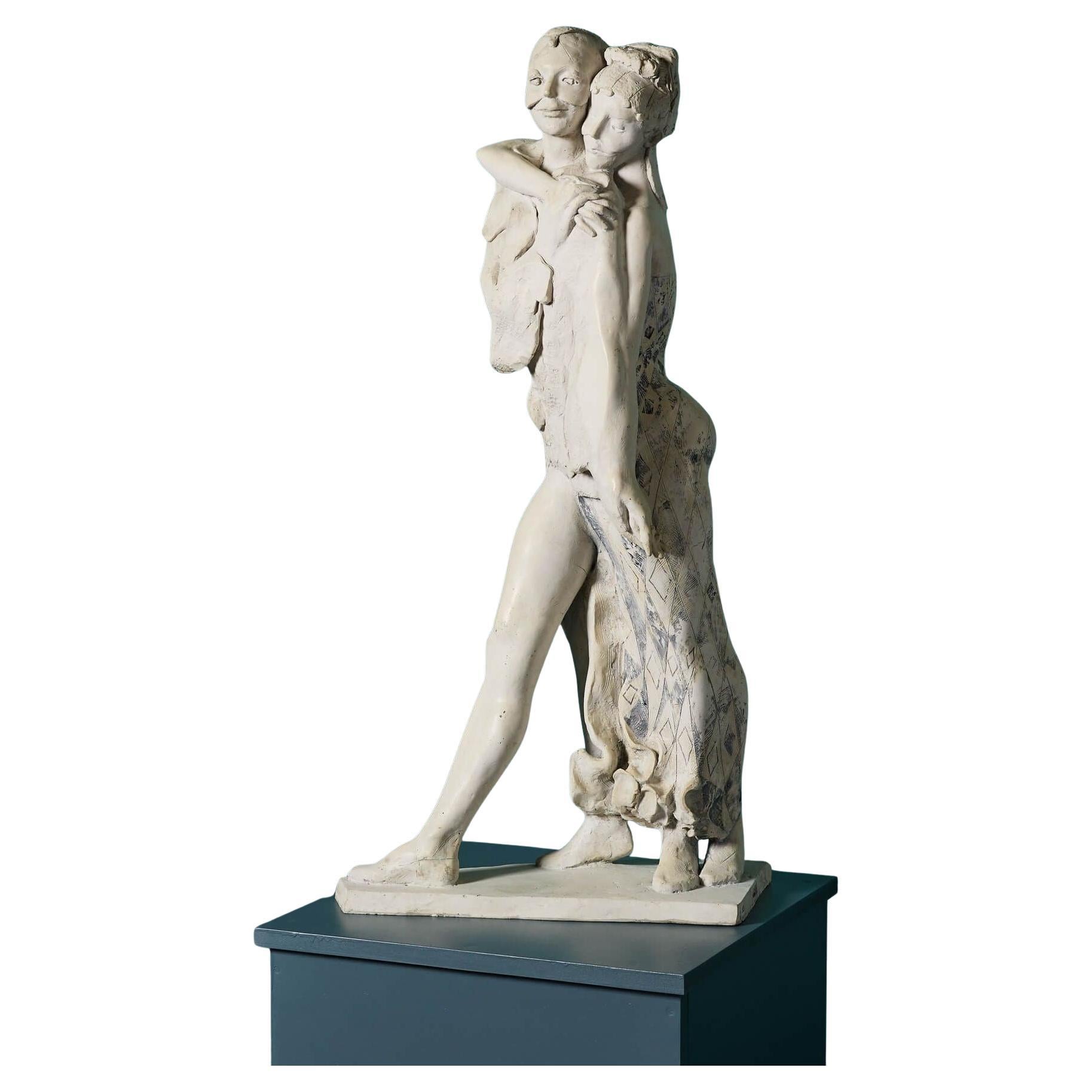 Harlequin & Columbine Dancing Sculpture by John W. Mills (1933-2023) For Sale