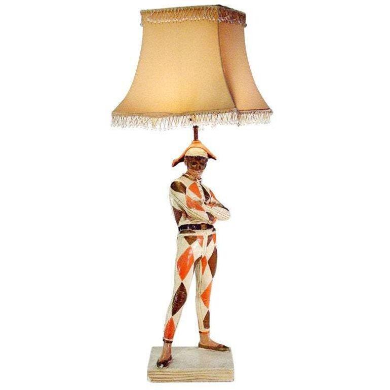 Figurative Harlekin-Lampe mit Pailletten und Glasperlenschirm von Marlboro (amerikanisch) im Angebot