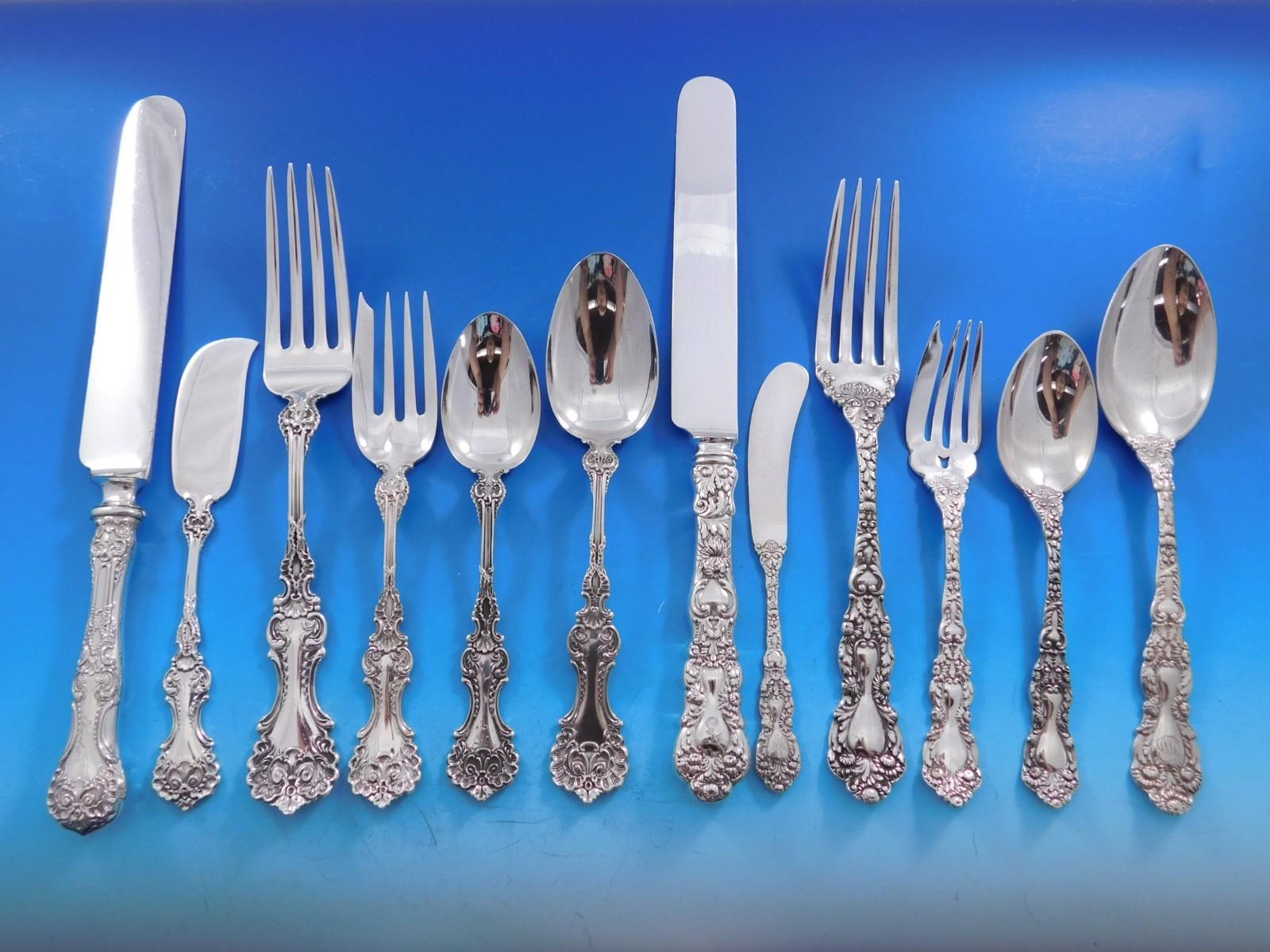 Harlequin Mixed Sterling Silber Besteck Set 12 Service 72 Stück Abendessen im Angebot 5