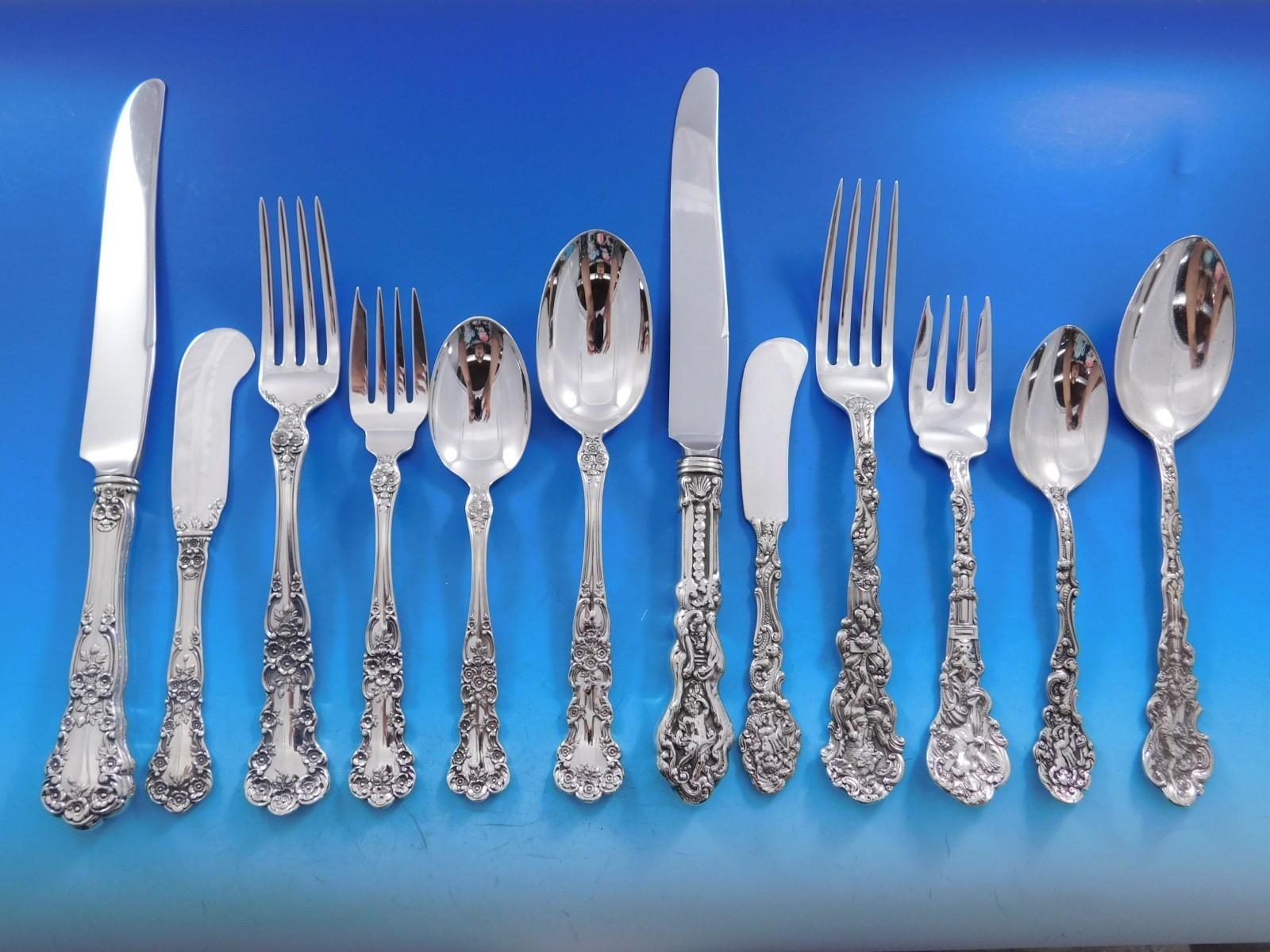 Harlequin Mixed Sterling Silber Besteck Set 12 Service 72 Stück Abendessen im Zustand „Hervorragend“ im Angebot in Big Bend, WI