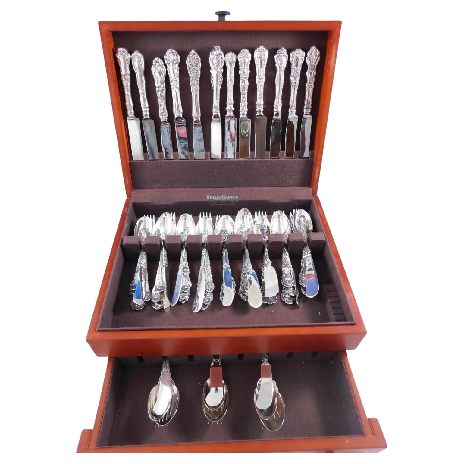 Harlequin Mixed Sterling Silber Besteck Set 12 Service 72 Stück Abendessen im Angebot