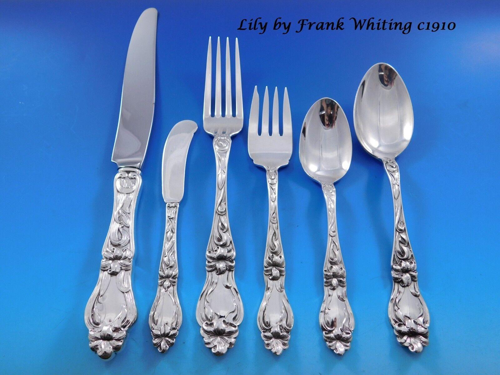 Harlequin Mixed Sterling Silver Flatware Set for 10 Dinner Service 60 pc Ornate In Excellent Condition In Big Bend, WI