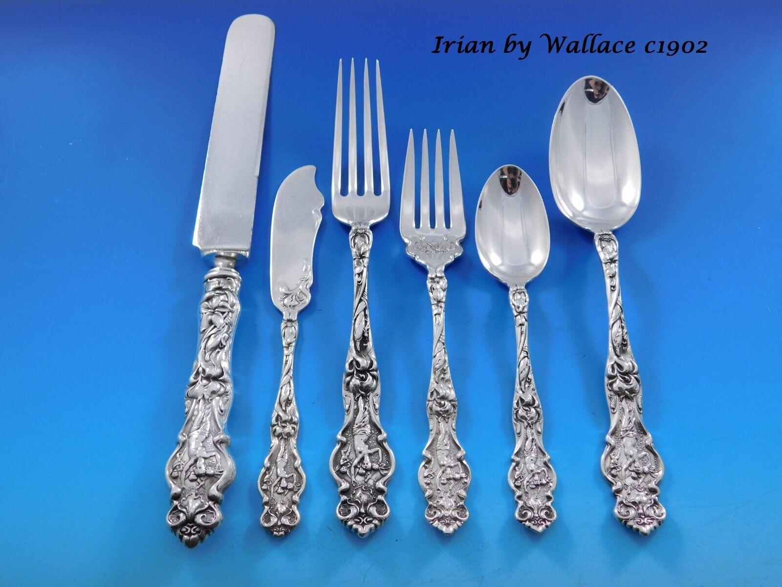 20th Century Harlequin Mixed Sterling Silver Flatware Set for 10 Dinner Service 60 pc Ornate