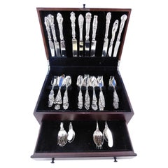 Vintage Harlequin Mixed Sterling Silver Flatware Set for 10 Dinner Service 60 pc Ornate