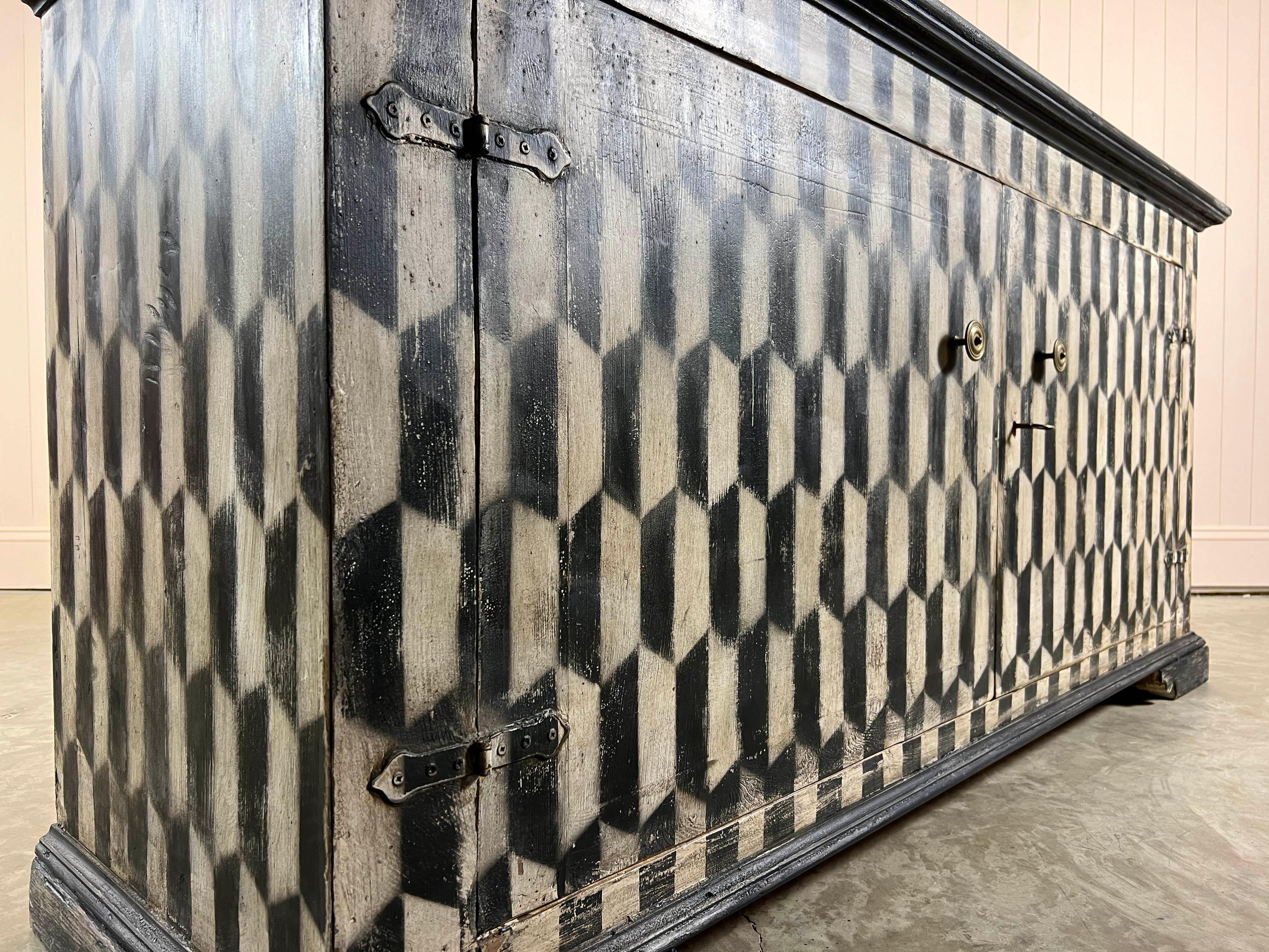 Contemporary Harlequin Painted Black and White Sideboard For Sale
