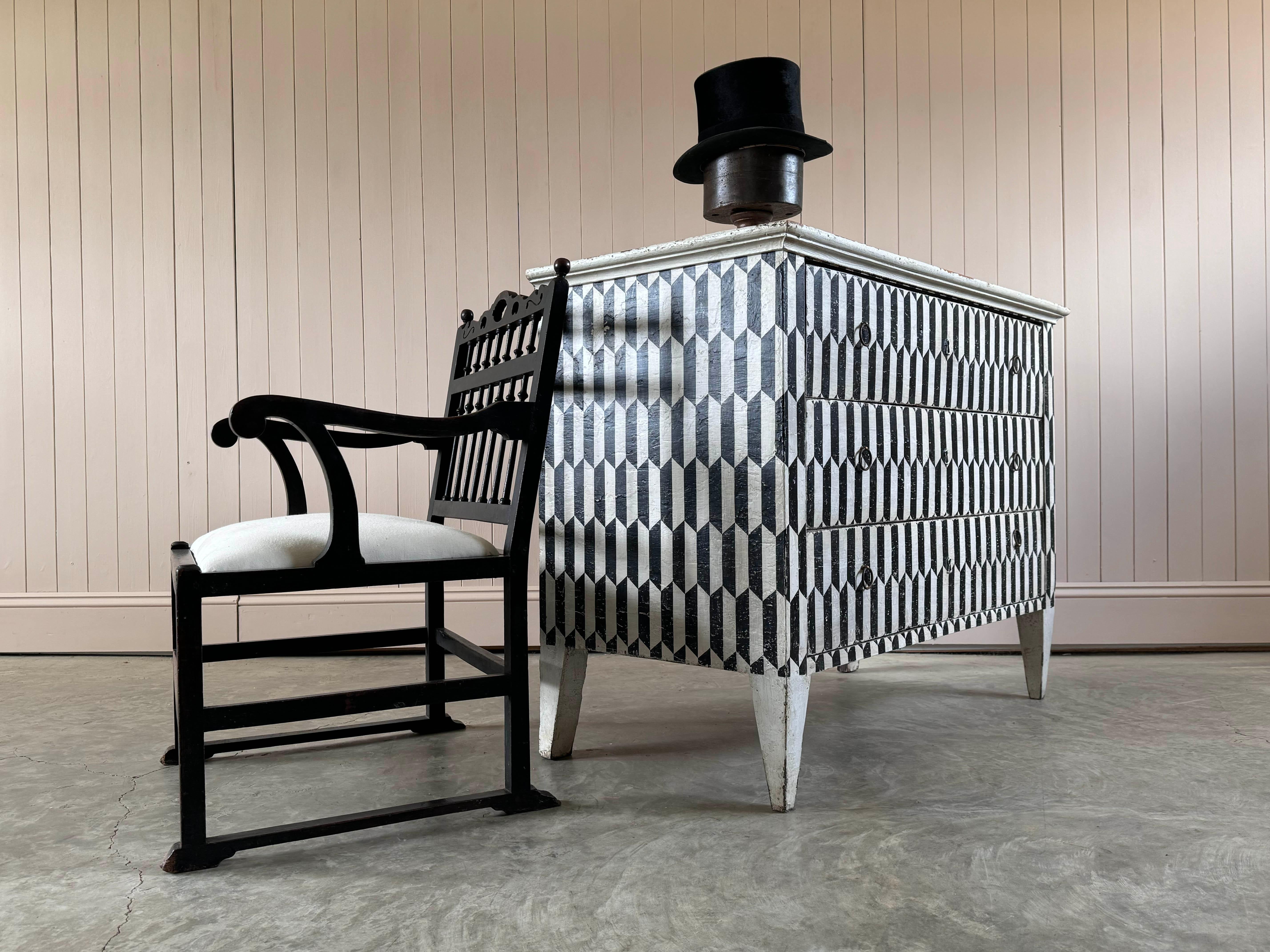 Art Deco Harlequin Painted Chest of Drawers
