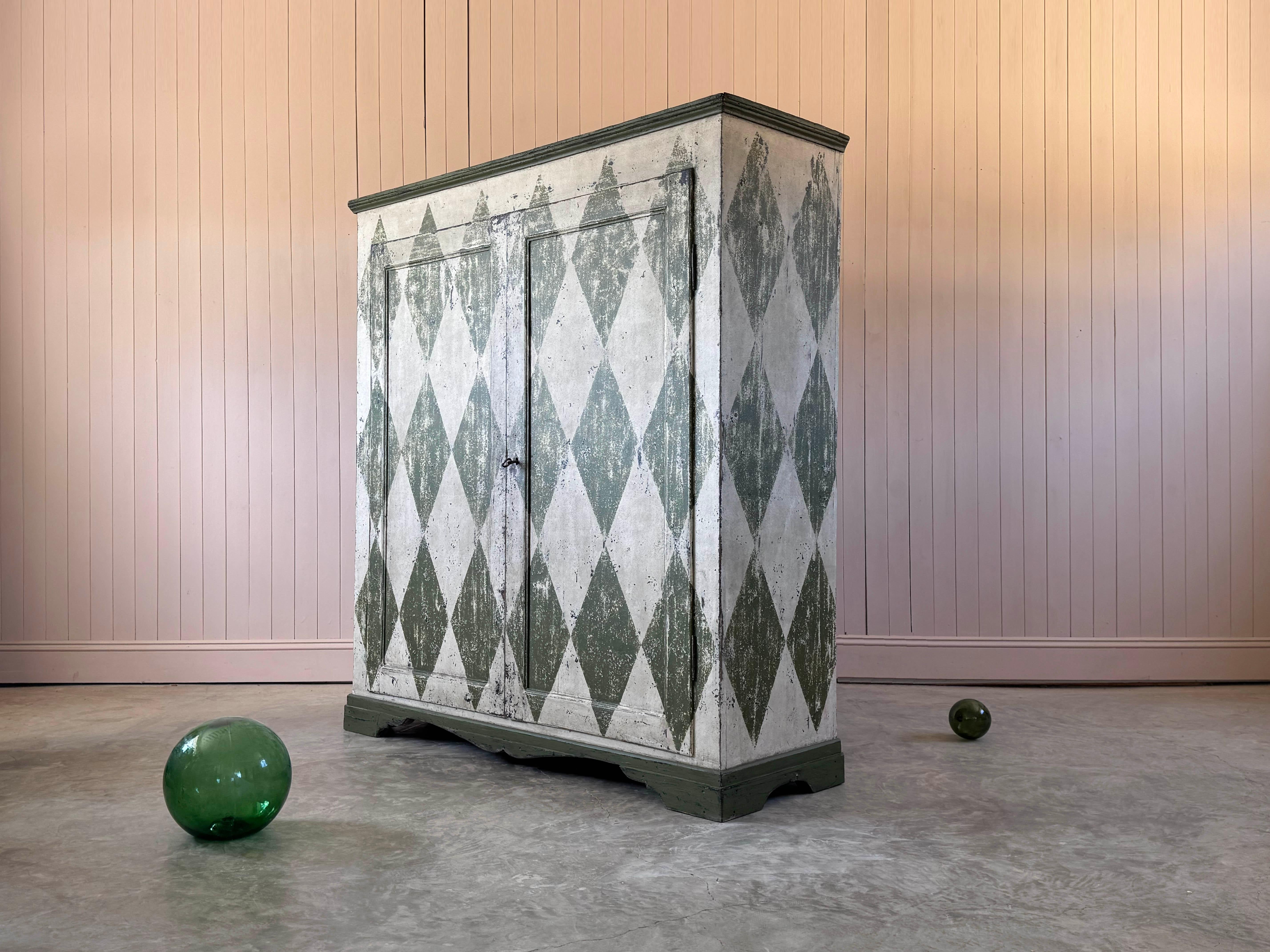 Harlequin Painted Italian Cupboard For Sale 4
