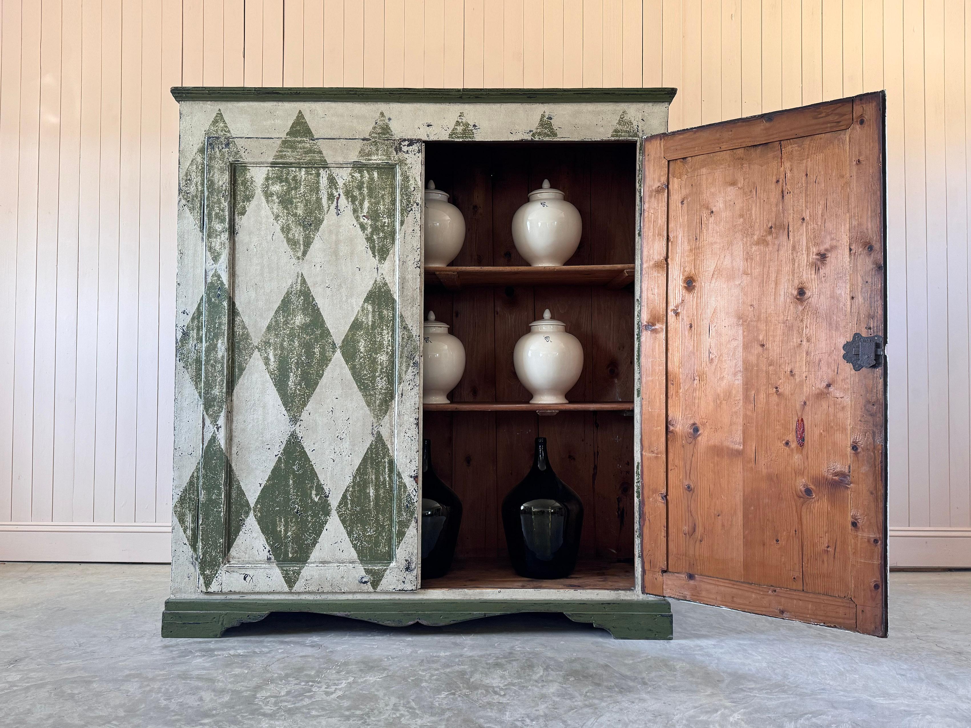 Country Harlequin Painted Italian Cupboard For Sale