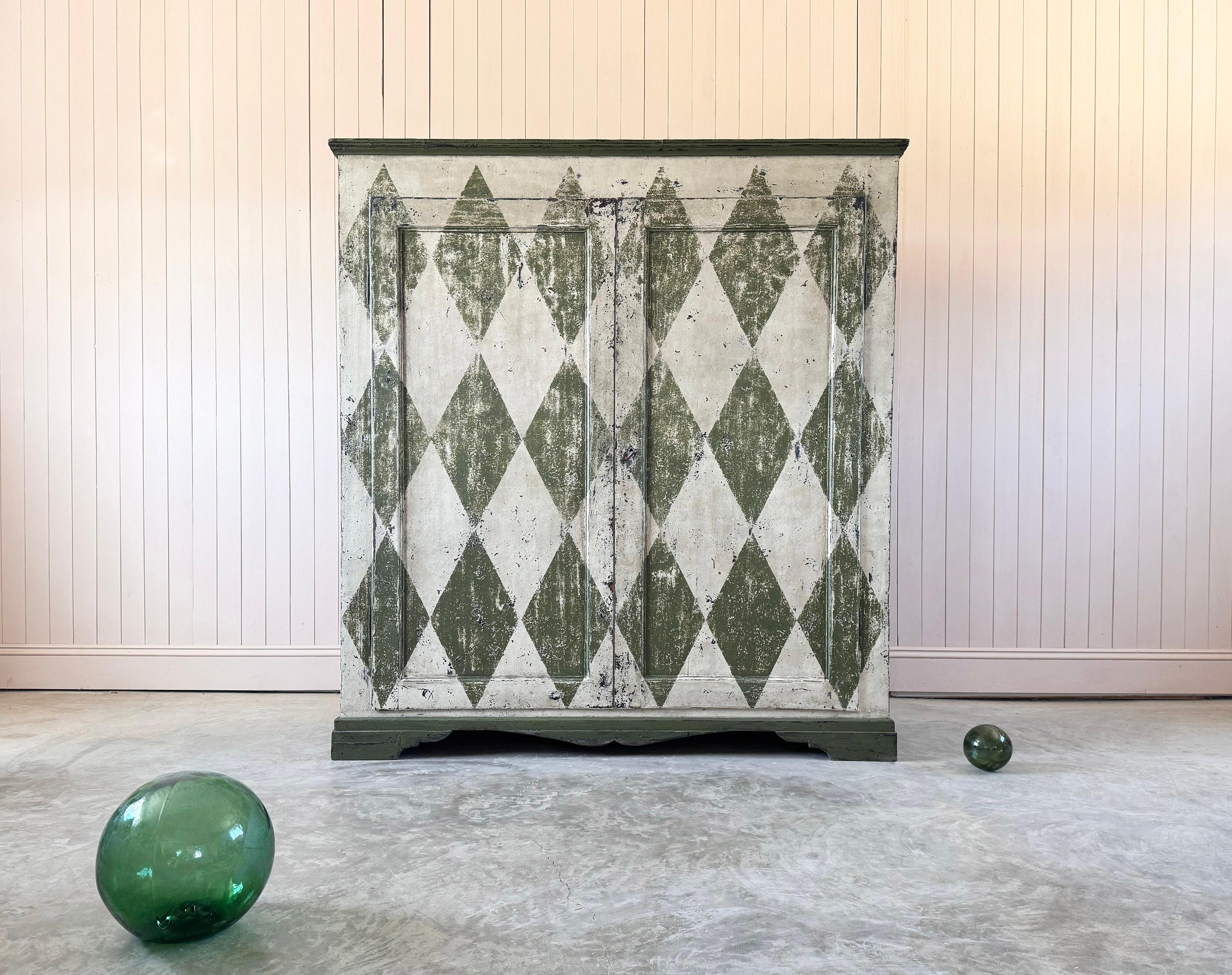 Harlequin Painted Italian Cupboard For Sale 1