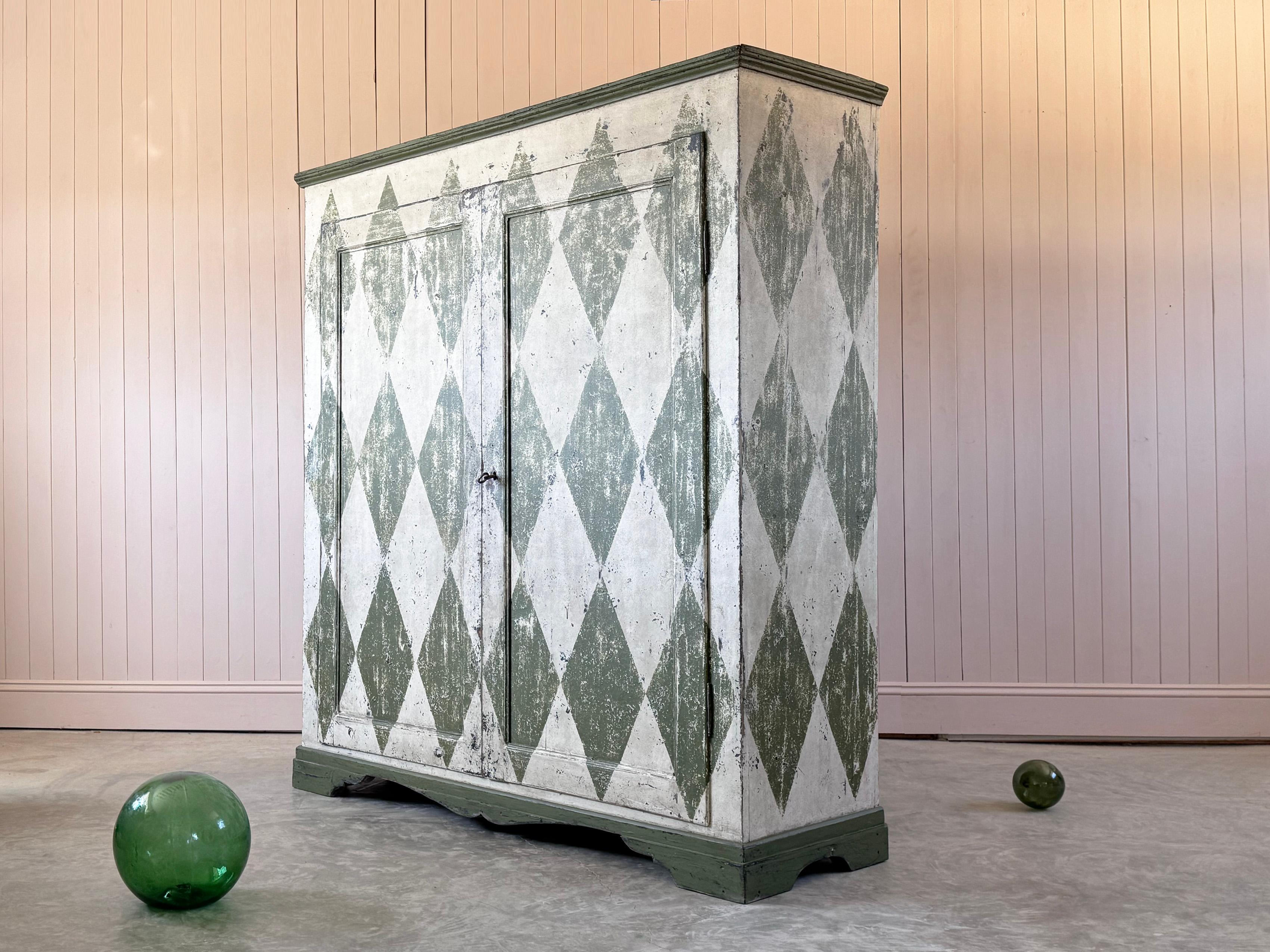 Harlequin Painted Italian Cupboard For Sale 2