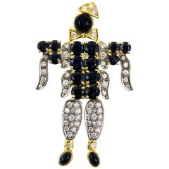 Harlequin Sapphire Diamond Gold Pendant