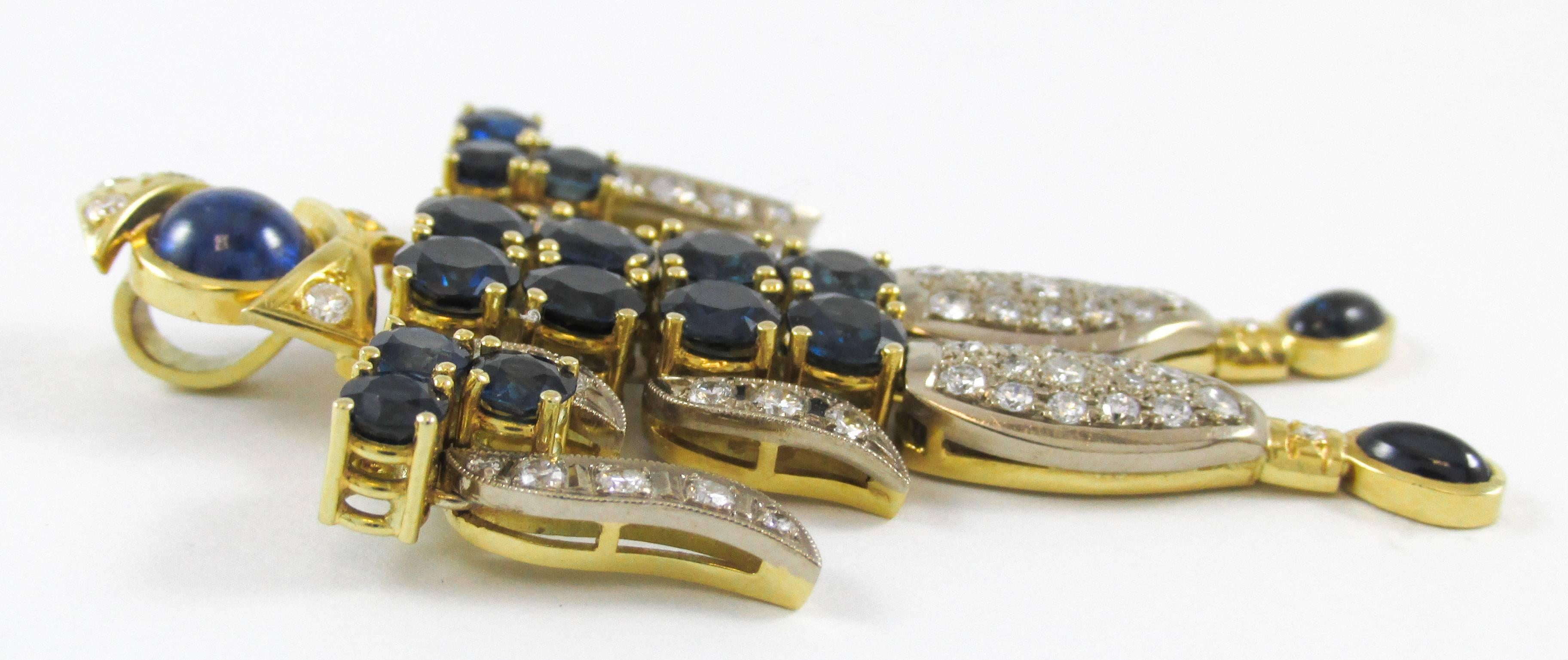 Women's or Men's Harlequin Sapphire Diamond Gold Pendant For Sale