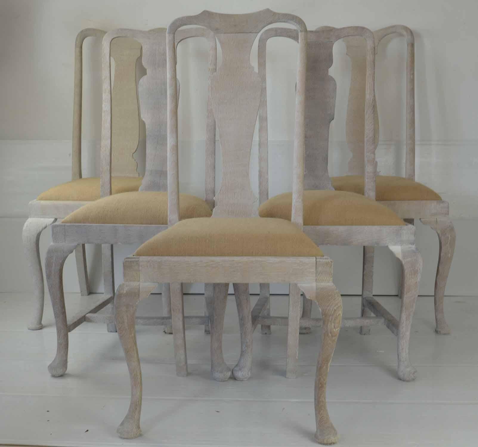 A set of ten English limed oak chairs made up of five different pairs.

I have priced them individually because you might want a set of six or eight. I can also extend the set to 12 or 14 because I have similar chairs in stock.

Each pair has a