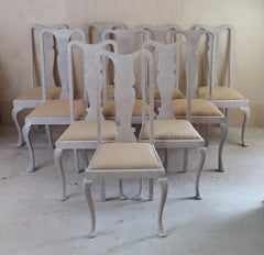 Harlequin Set of 10 Antique Gustavian Style Urn Back Dining Chairs