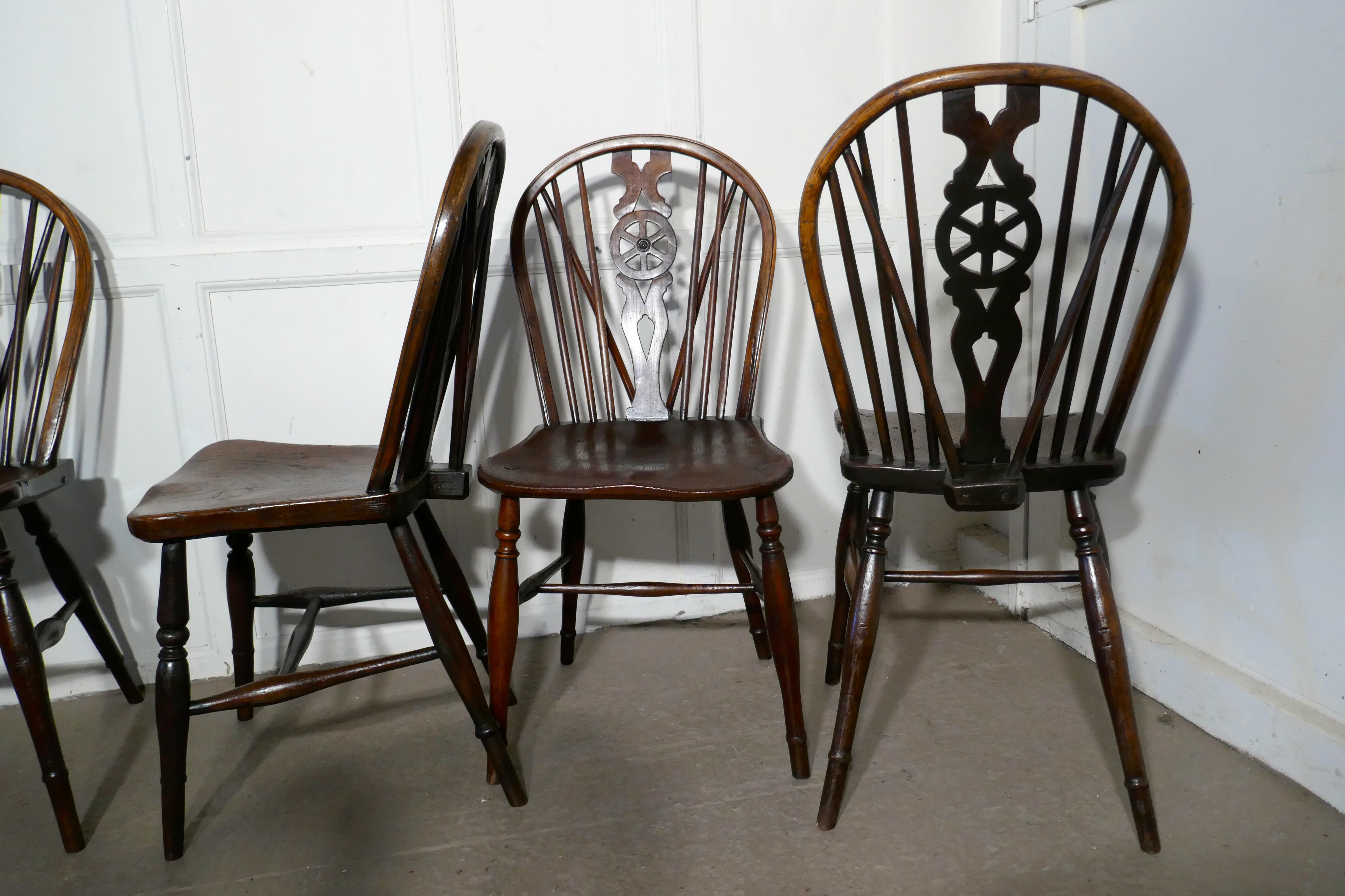 Harlequin Set of 10 Victorian Beech and Elm Wheel Back Windsor Dining Chairs 4