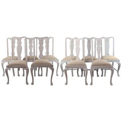 Harlequin Set of 12 Antique Gustavian Style Urn Back Dining Chairs