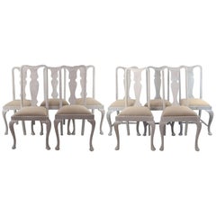 Harlequin Set of 12 Antique Gustavian Style Urn Back Dining Chairs