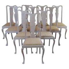 Harlequin Set of 12 Antique Gustavian Style Urn Back Dining Chairs