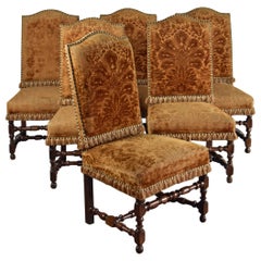 Harlequin Set of 12 French Louis XIII 17th Century Walnut Side Chairs