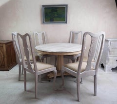 Harlequin Set of 6 Antique Gustavian Style Urn Back Dining Chairs.English C.1920